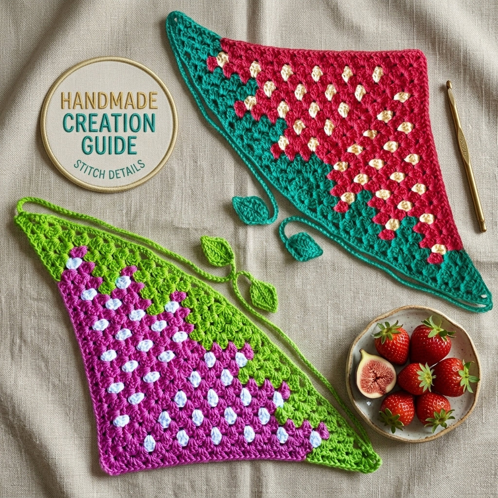 Strawberry Motif Bandana | Crochet Pattern PDF