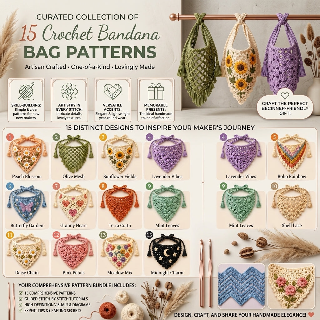 15-in-1 Boho Bandana & Dog Scarf Bundle | Crochet Pattern PDF