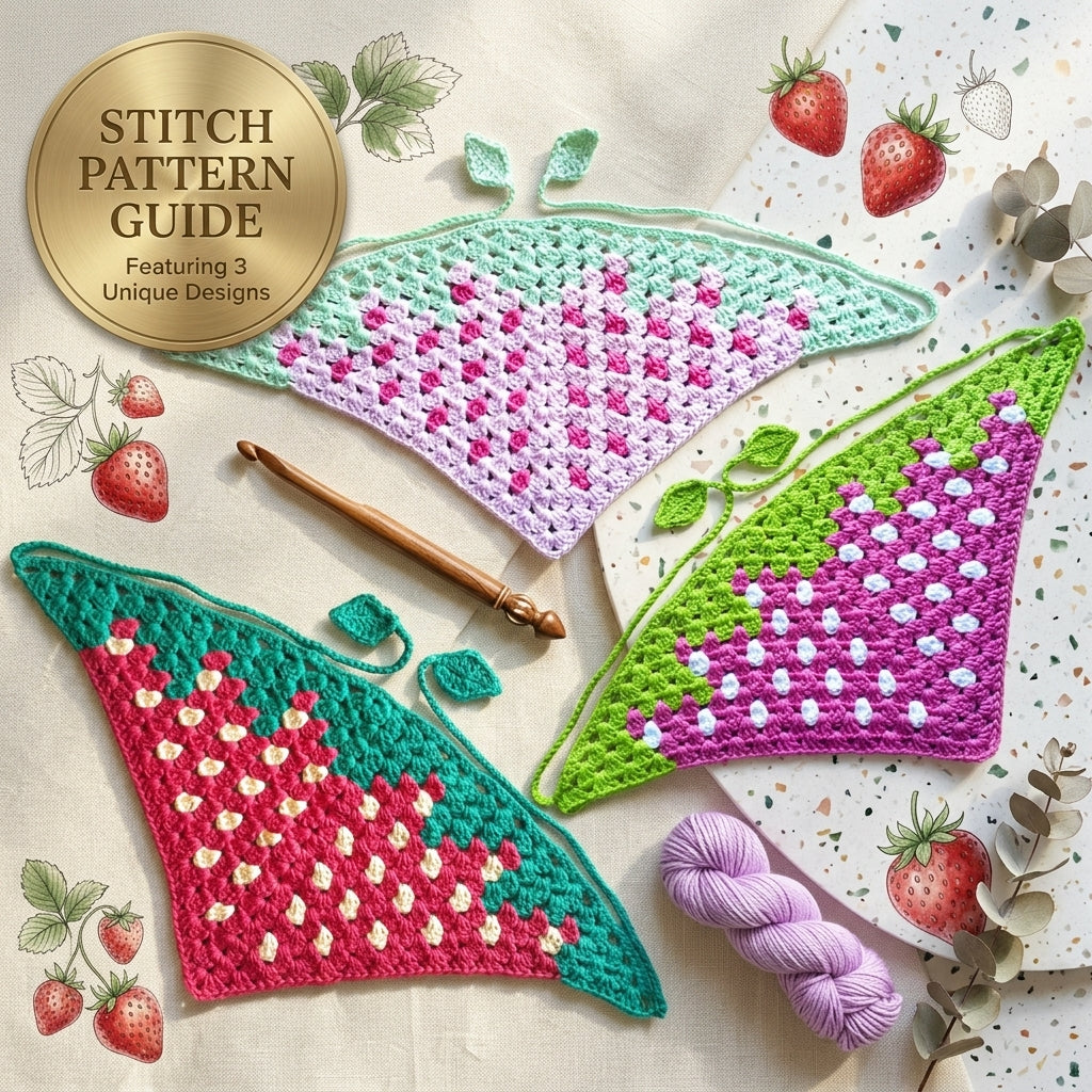 Strawberry Motif Bandana | Crochet Pattern PDF