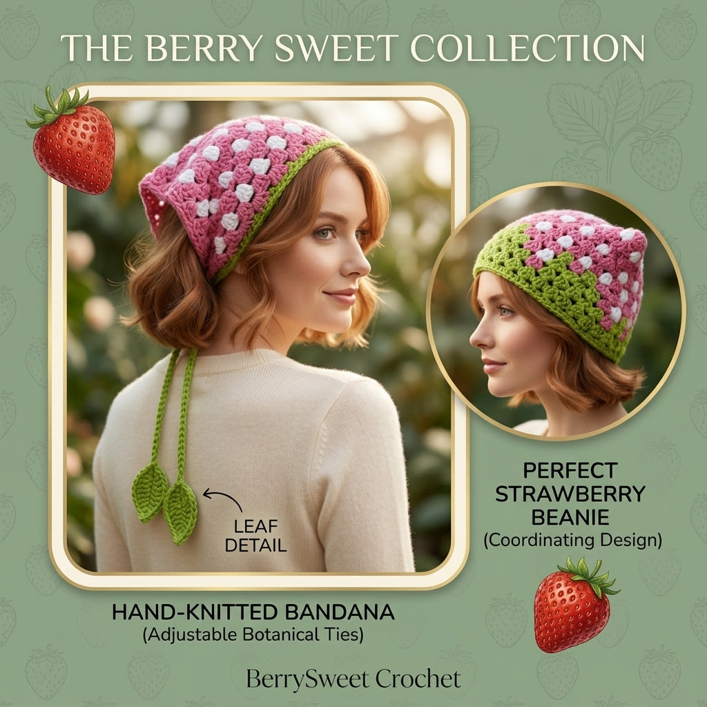 Strawberry Motif Bandana | Crochet Pattern PDF
