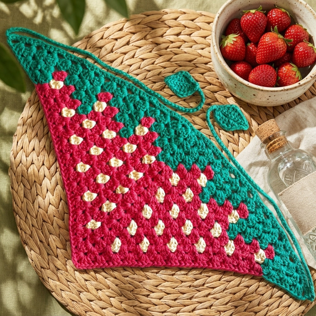 Strawberry Motif Bandana | Crochet Pattern PDF