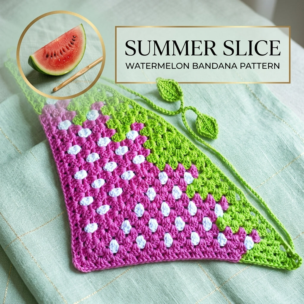 Strawberry Motif Bandana | Crochet Pattern PDF