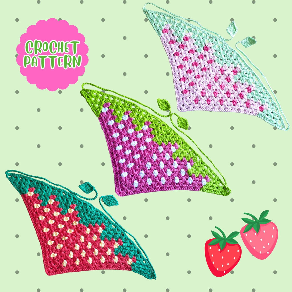 Strawberry Motif Bandana | Crochet Pattern PDF