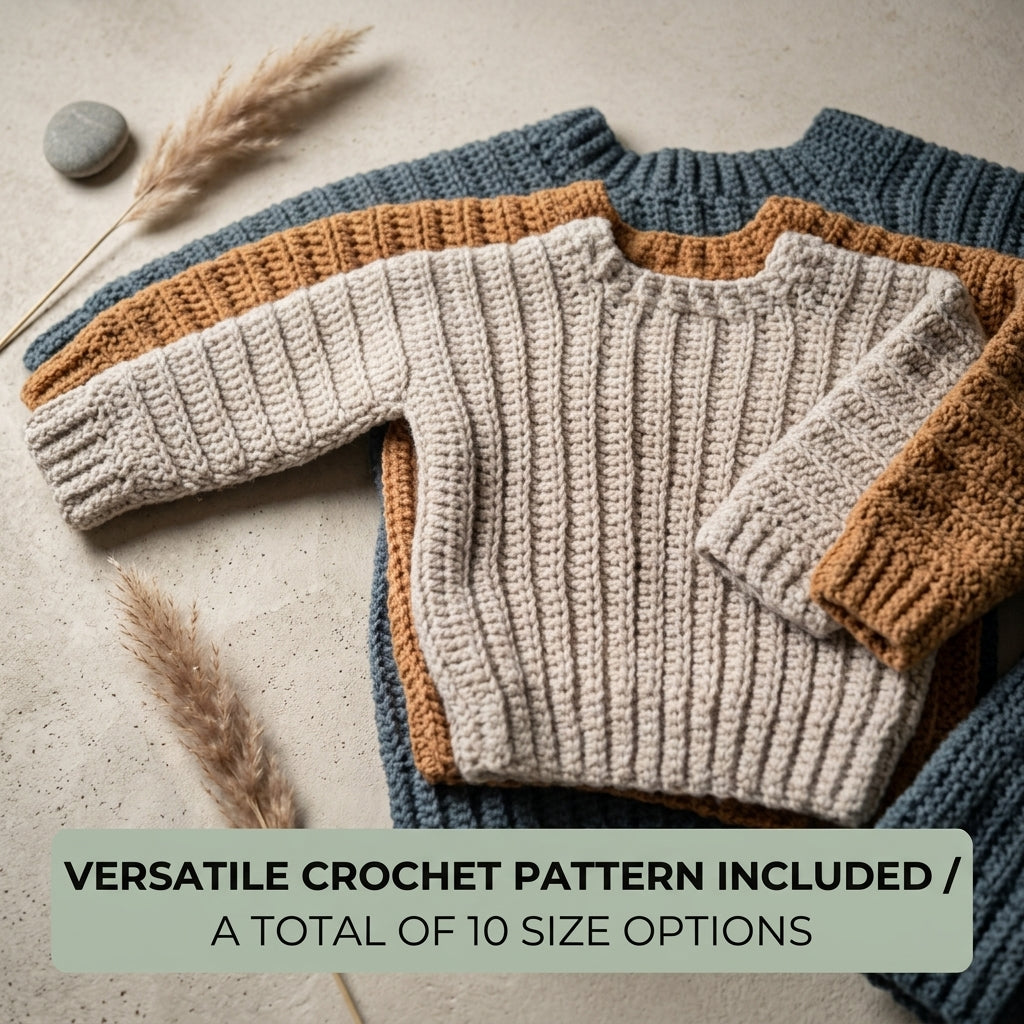 Cuff-To-Cuff Child Sweater Baby Sweater | Crochet Pattern PDF