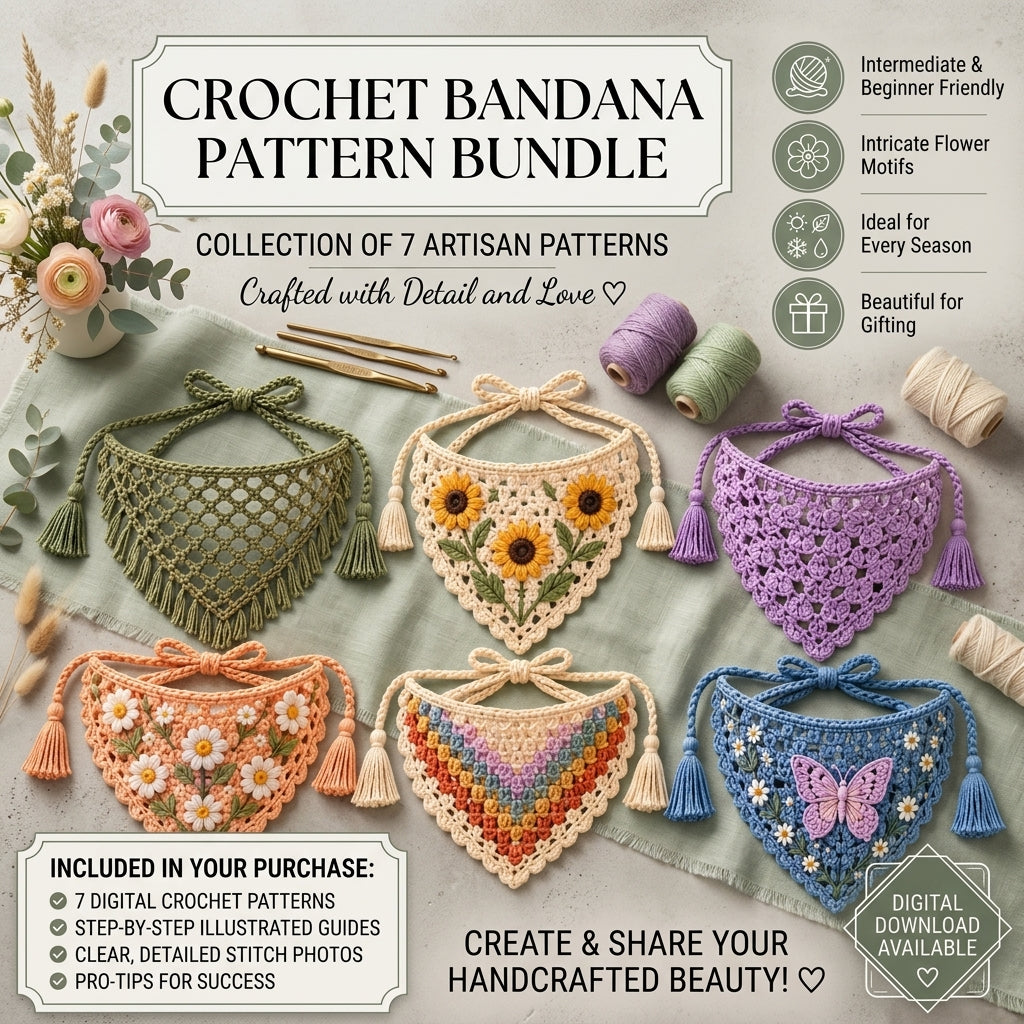 15-in-1 Boho Bandana & Dog Scarf Bundle | Crochet Pattern PDF