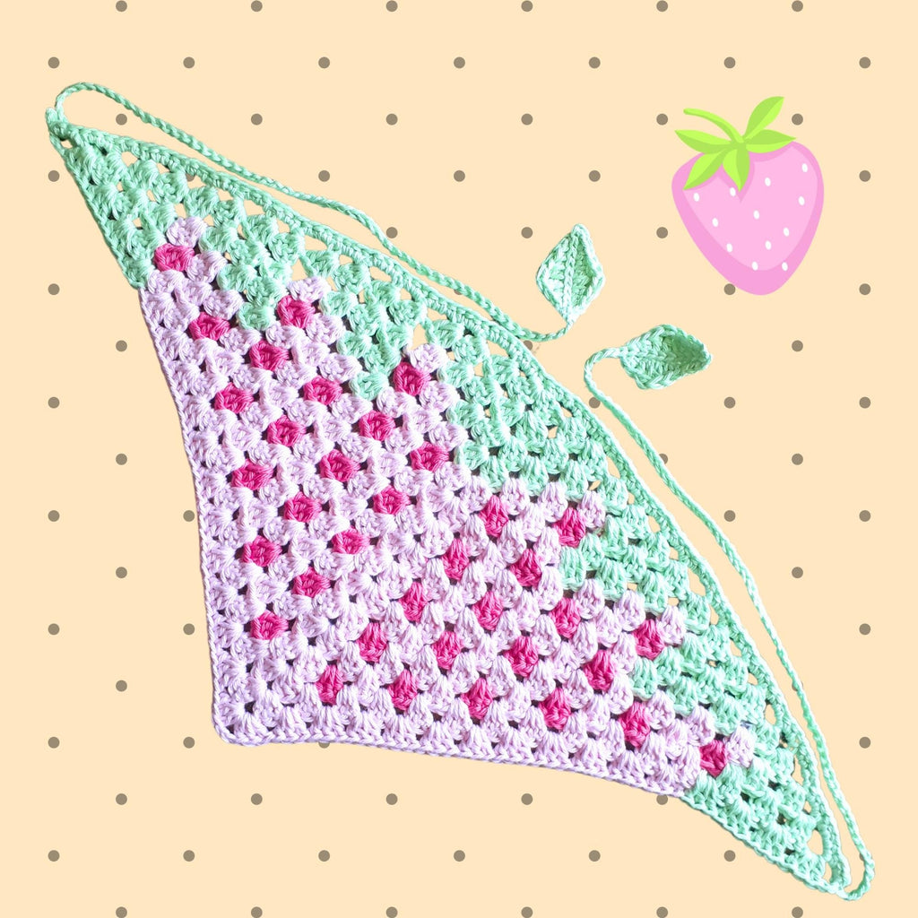 Strawberry Motif Bandana | Crochet Pattern PDF