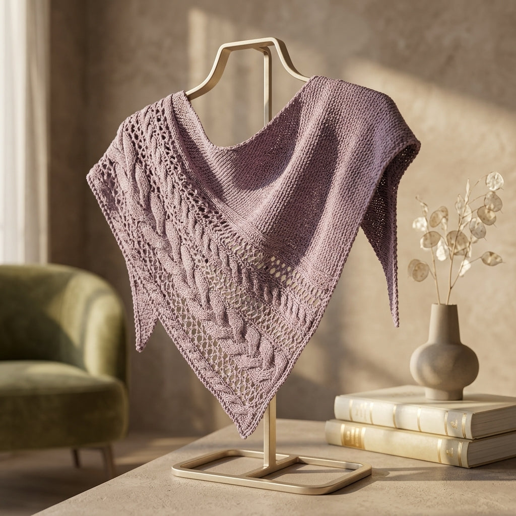 Cozy Winter Cable Triangle Scarf | Knitting Pattern PDF