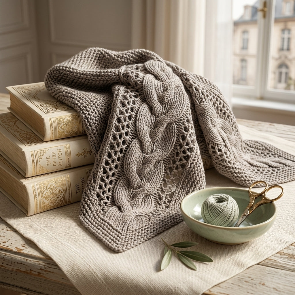 Cozy Winter Cable Triangle Scarf | Knitting Pattern PDF