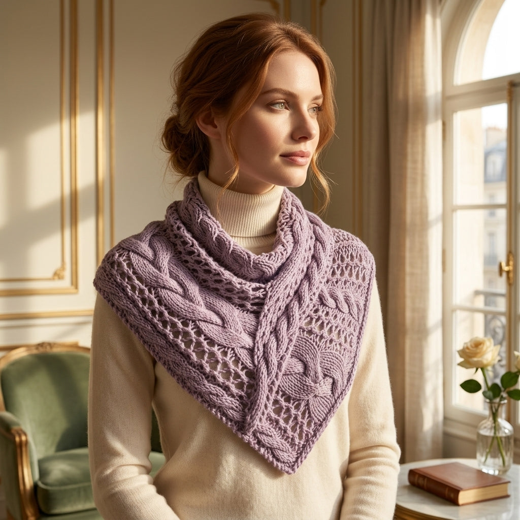 Cozy Winter Cable Triangle Scarf | Knitting Pattern PDF