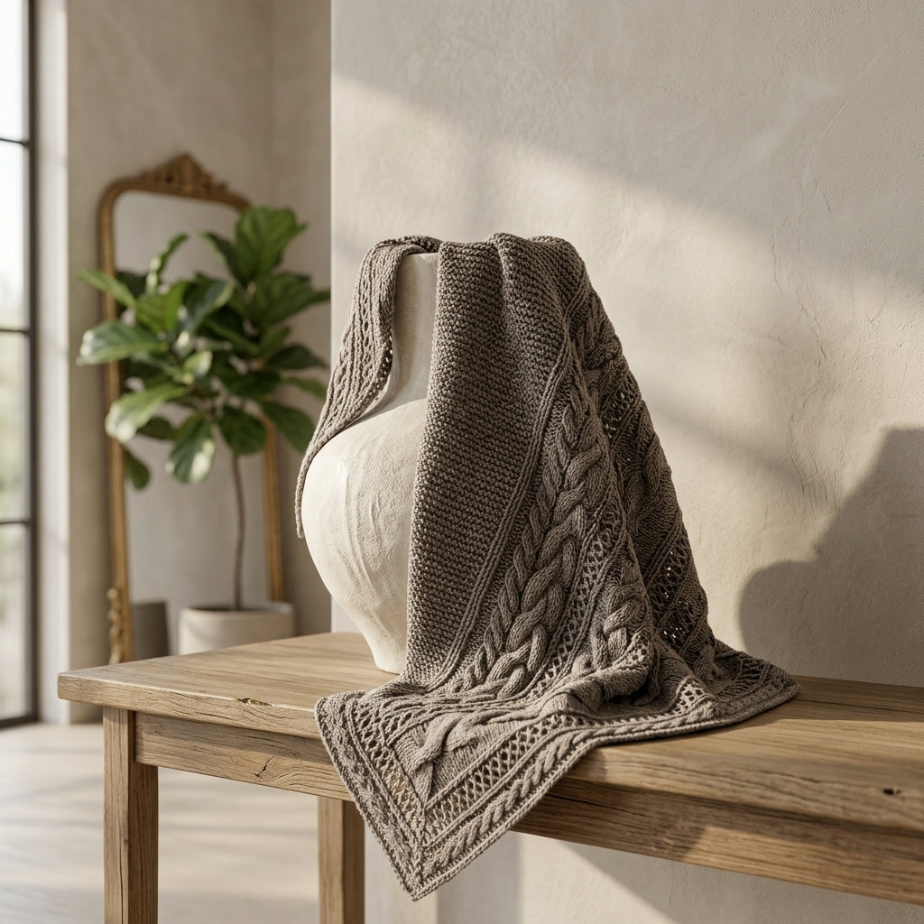 Cozy Winter Cable Triangle Scarf | Knitting Pattern PDF