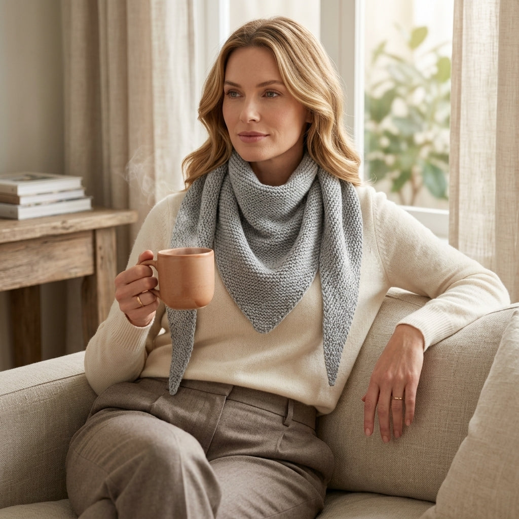 Skinny Garter Stitch Triangle Scarf | Knitting Pattern PDF
