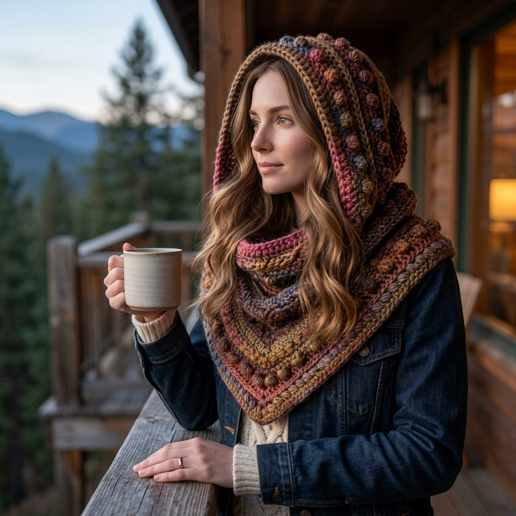 Fable Cowl Hooded Scarf | Textured Crochet Pattern PDF