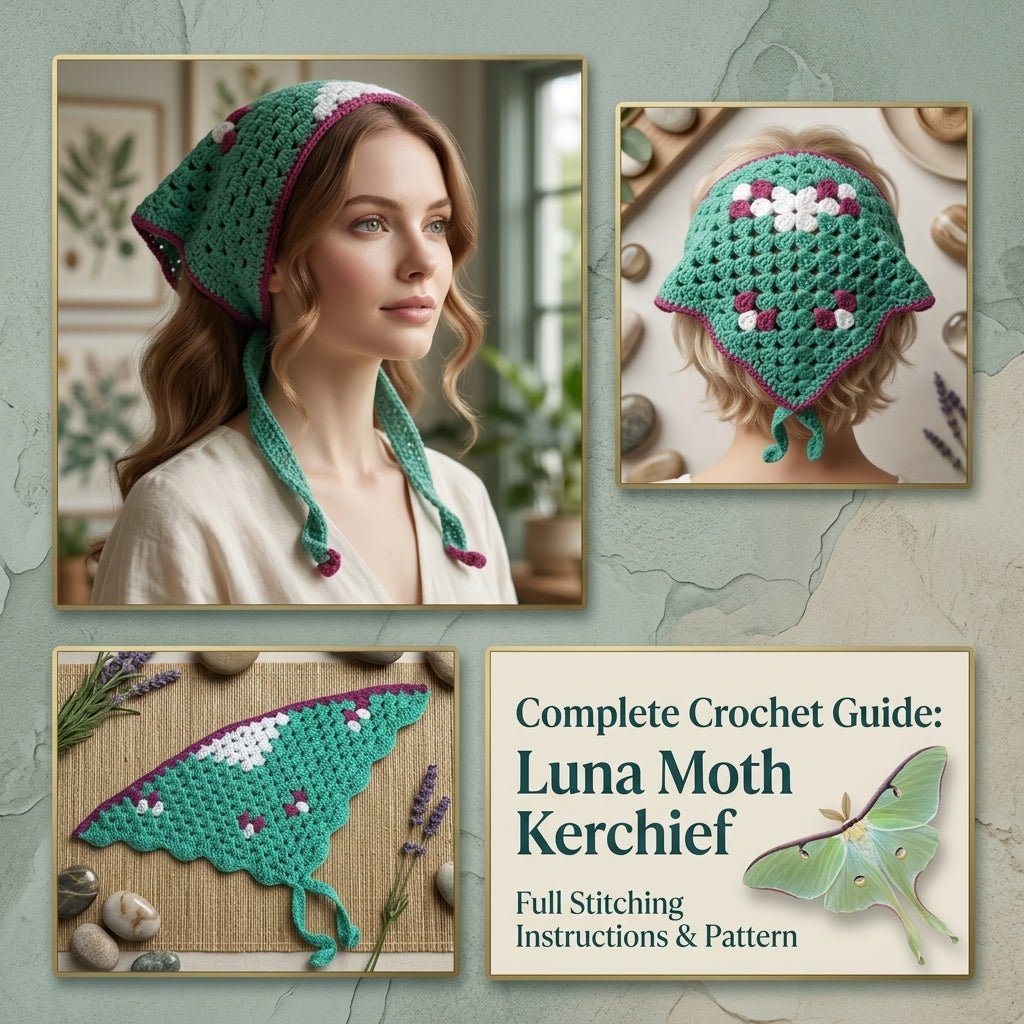 Luna Moth Triangle Bandana | Crochet Pattern PDF