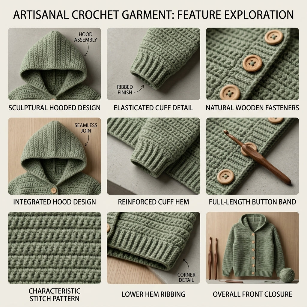 Premium Cardigan Hooded Baby Hoodie | Crochet Pattern PDF