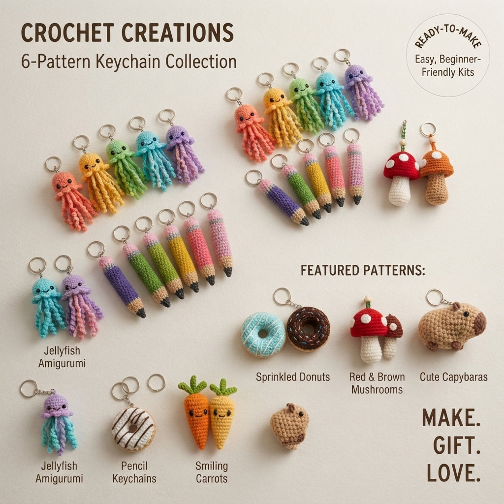 6+ Adorable Keychain Patterns | Crochet PDF Set