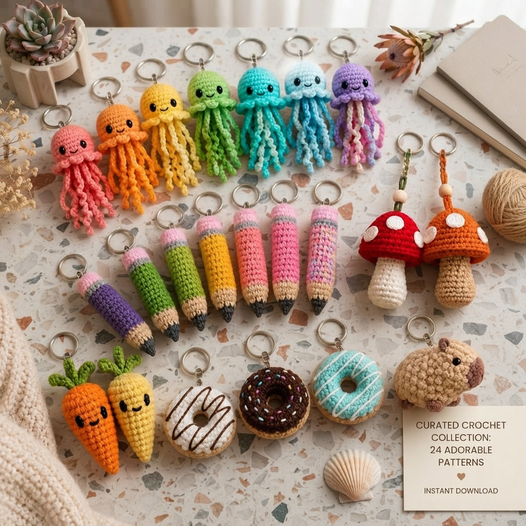 6+ Adorable Keychain Patterns | Crochet PDF Set