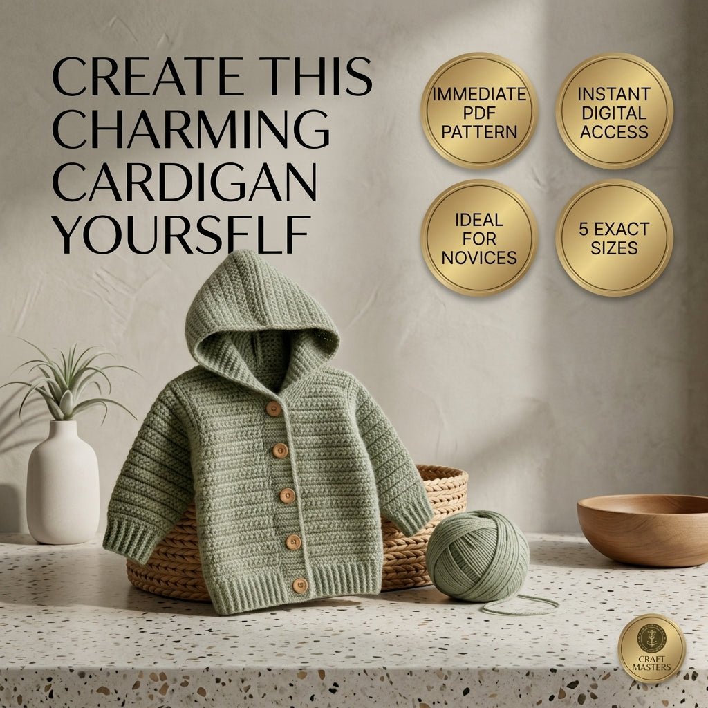 Premium Cardigan Hooded Baby Hoodie | Crochet Pattern PDF