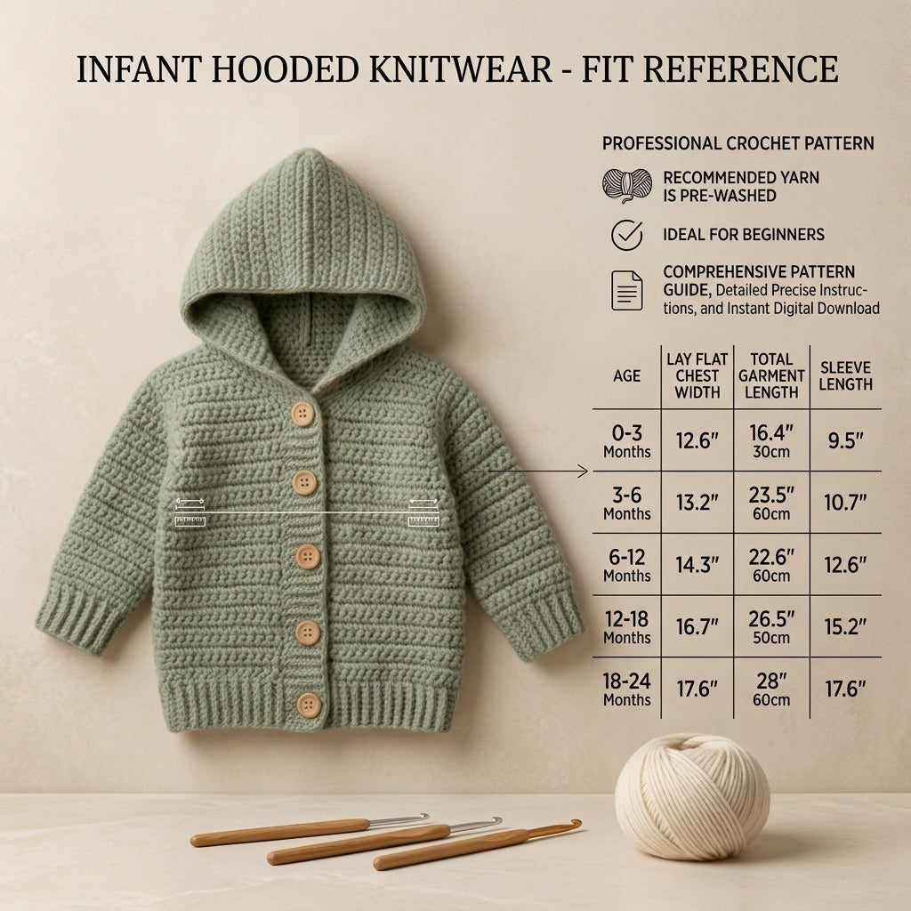 Premium Cardigan Hooded Baby Hoodie | Crochet Pattern PDF