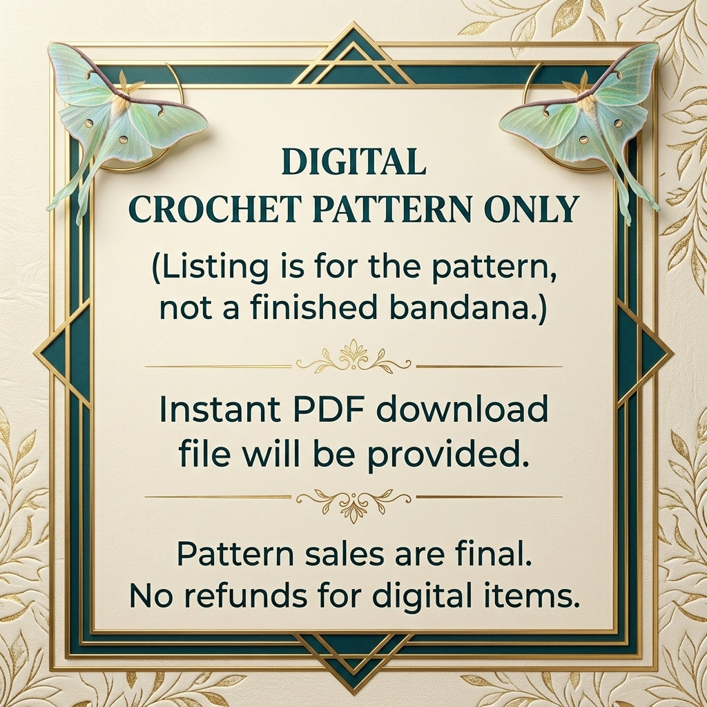 Luna Moth Triangle Bandana | Crochet Pattern PDF