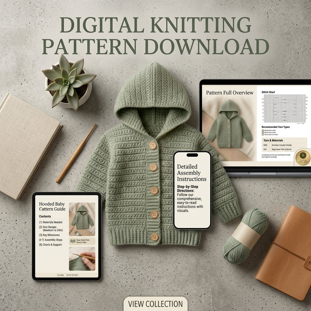 Premium Cardigan Hooded Baby Hoodie | Crochet Pattern PDF