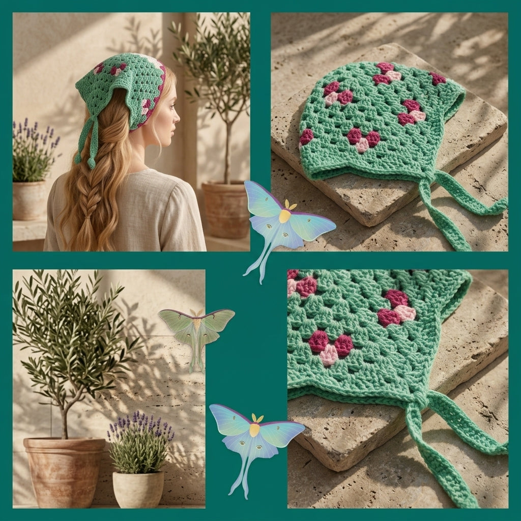 Luna Moth Triangle Bandana | Crochet Pattern PDF