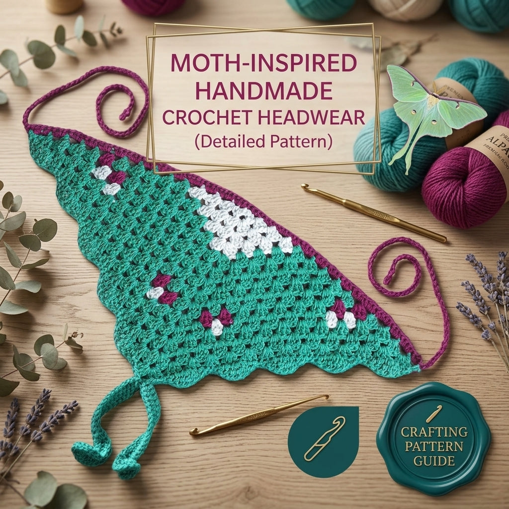 Luna Moth Triangle Bandana | Crochet Pattern PDF