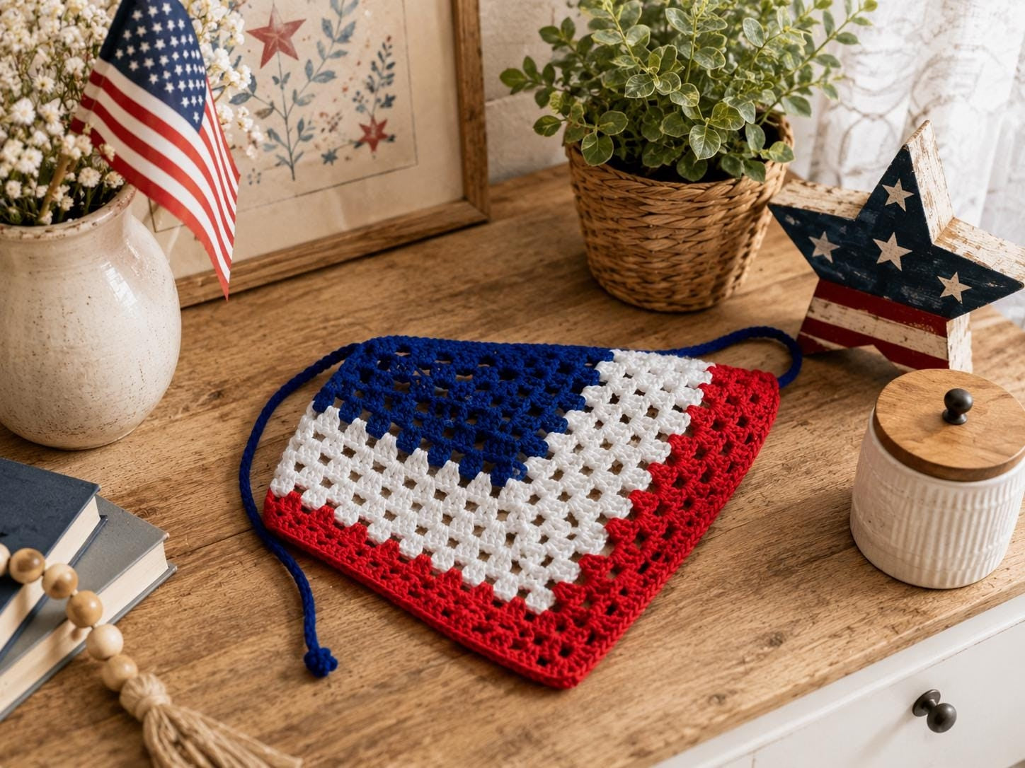 Americana Granny Stitch Bandana | Crochet Pattern PDF