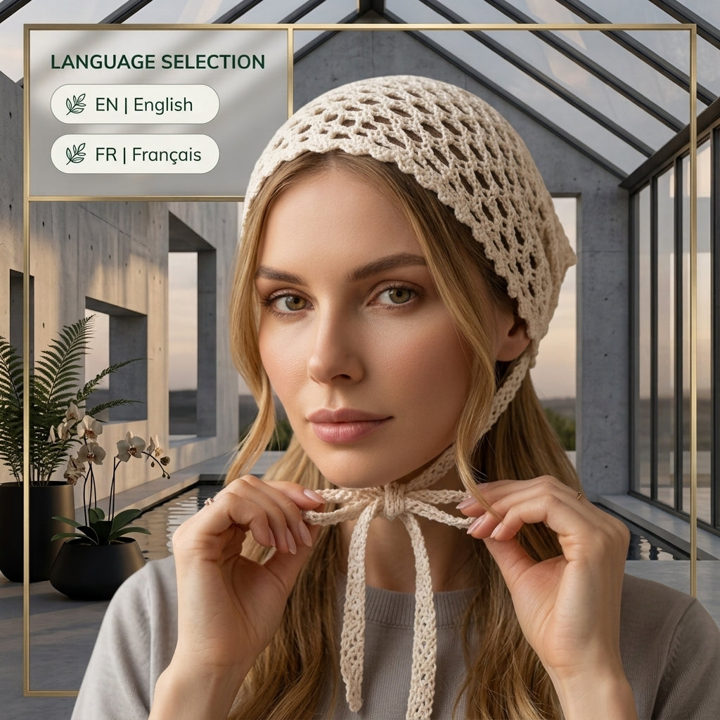 Coastal Bloom Diamond Mesh Headscarf | Crochet Pattern PDF
