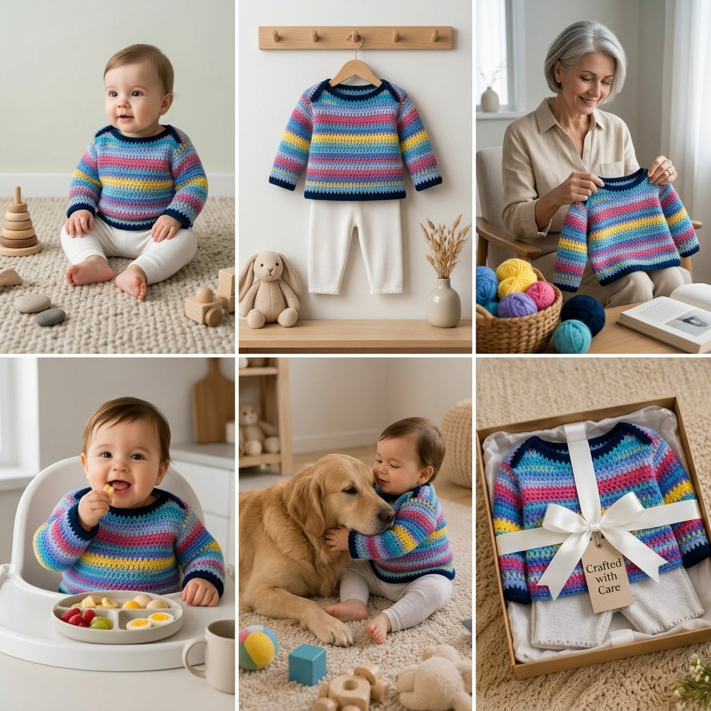 Sweater Moss Jumper Baby Pullover | Crochet Pattern PDF