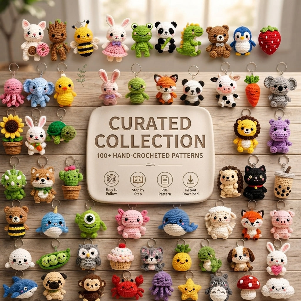 Mega 100 Crochet Keychain Patterns | PDF Bundle