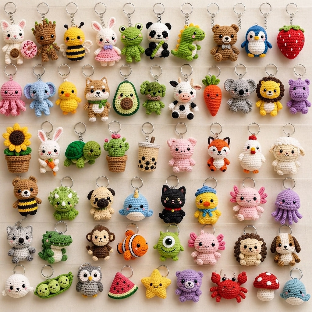 Mega 100 Crochet Keychain Patterns | PDF Bundle