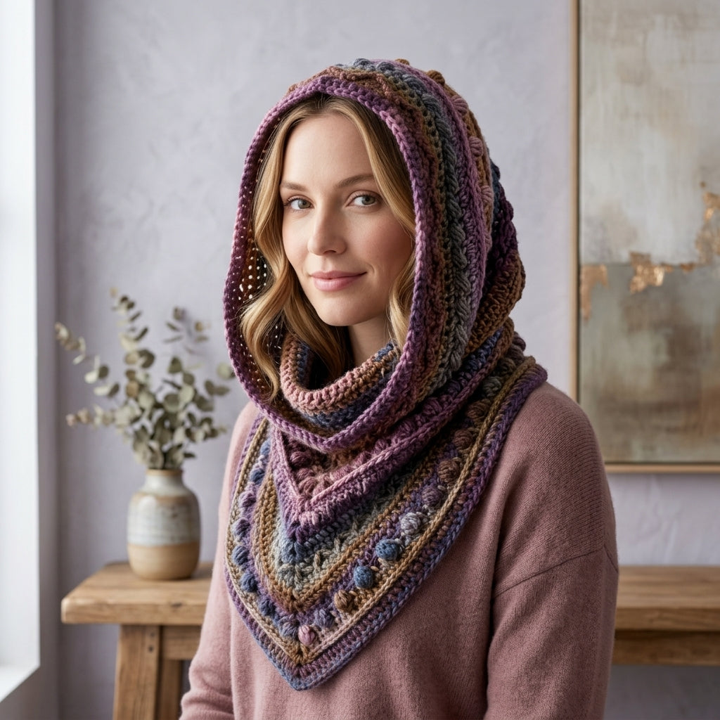 Fable Cowl Hooded Scarf | Textured Crochet Pattern PDF