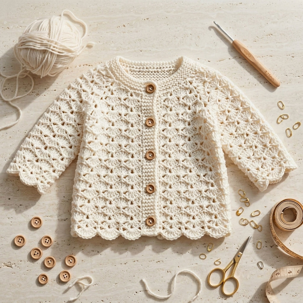 Raglan Baby Cardigan Top-Down v5 | Crochet Pattern PDF