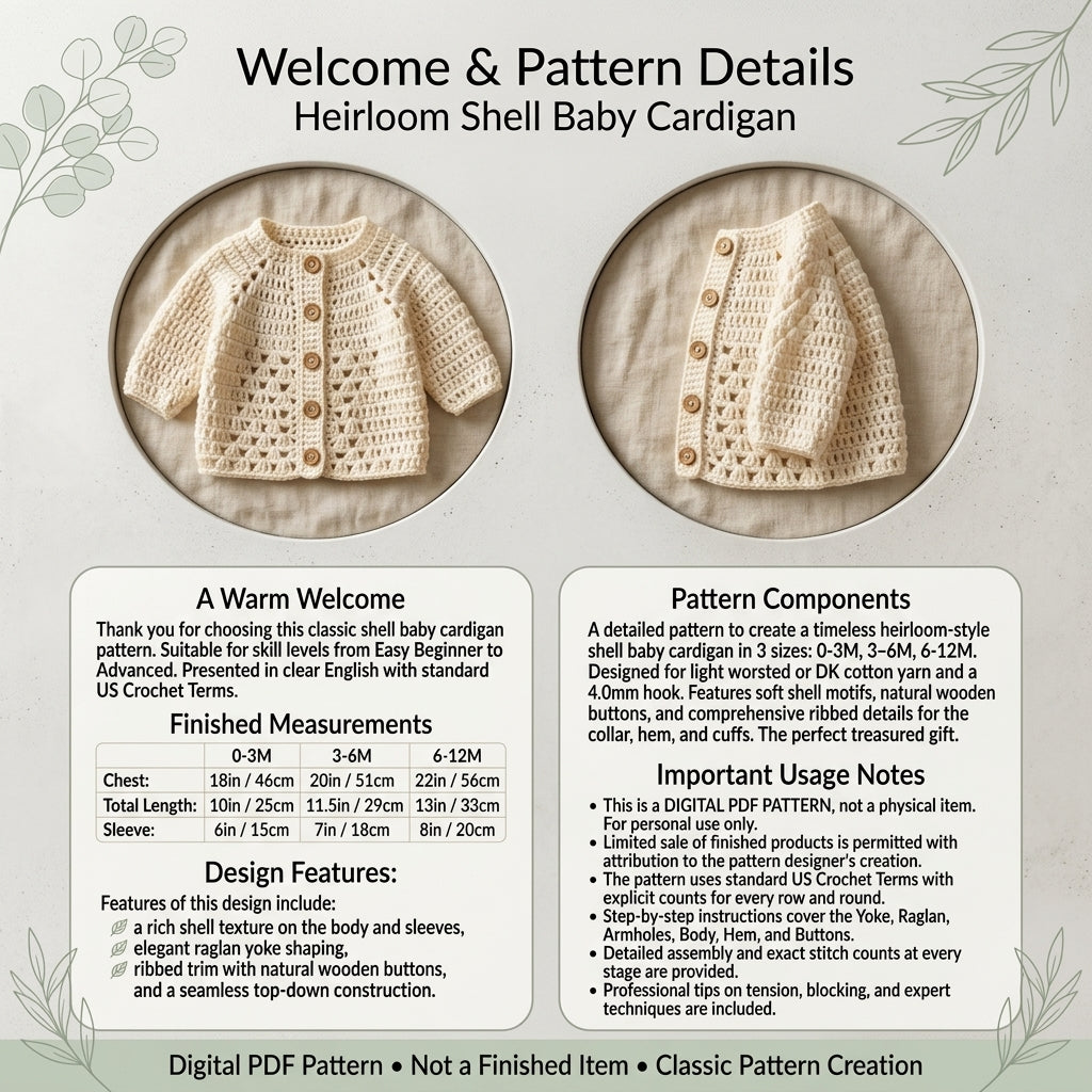 Raglan Baby Cardigan Top-Down v5 | Crochet Pattern PDF