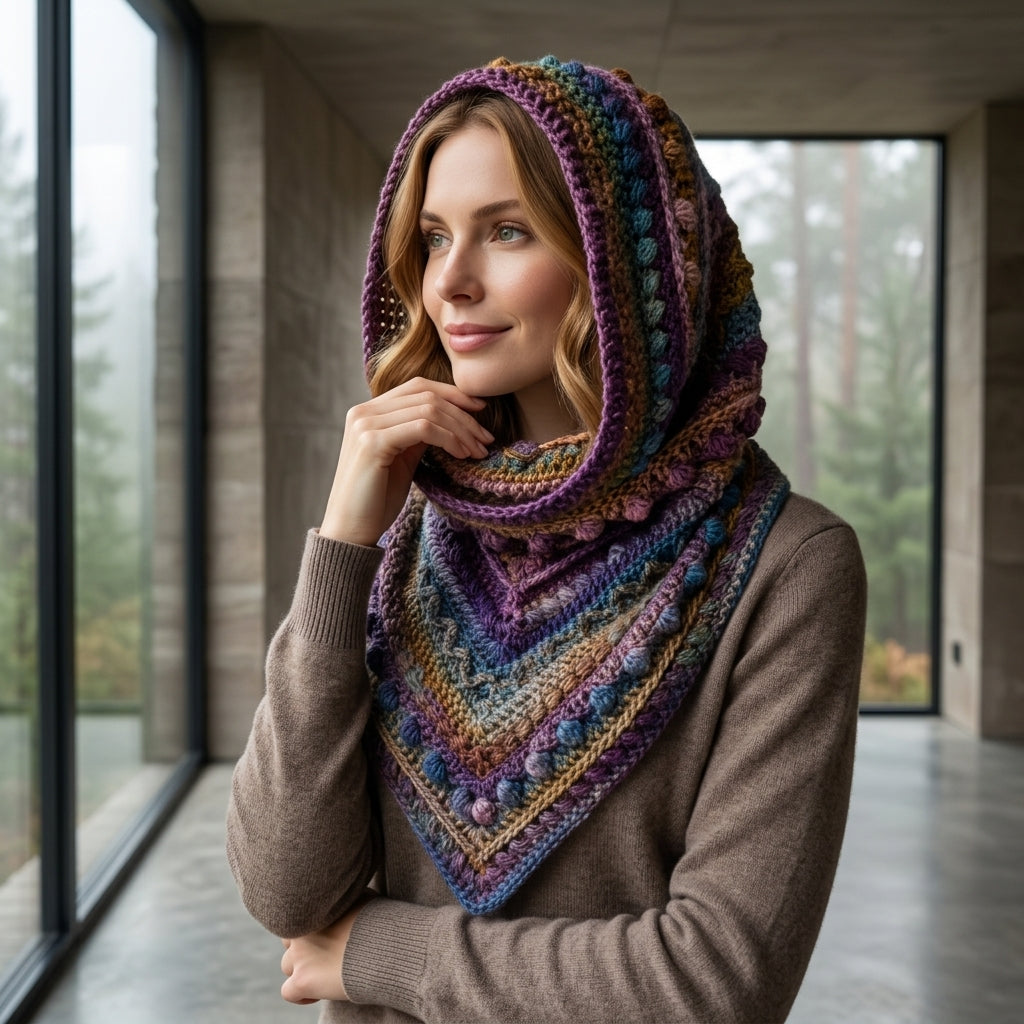 Fable Cowl Hooded Scarf | Textured Crochet Pattern PDF