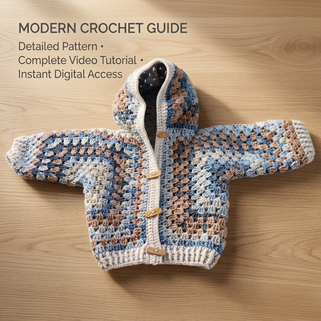 Granny Square Baby Hoodie Granny Square v2 | Crochet Pattern PDF