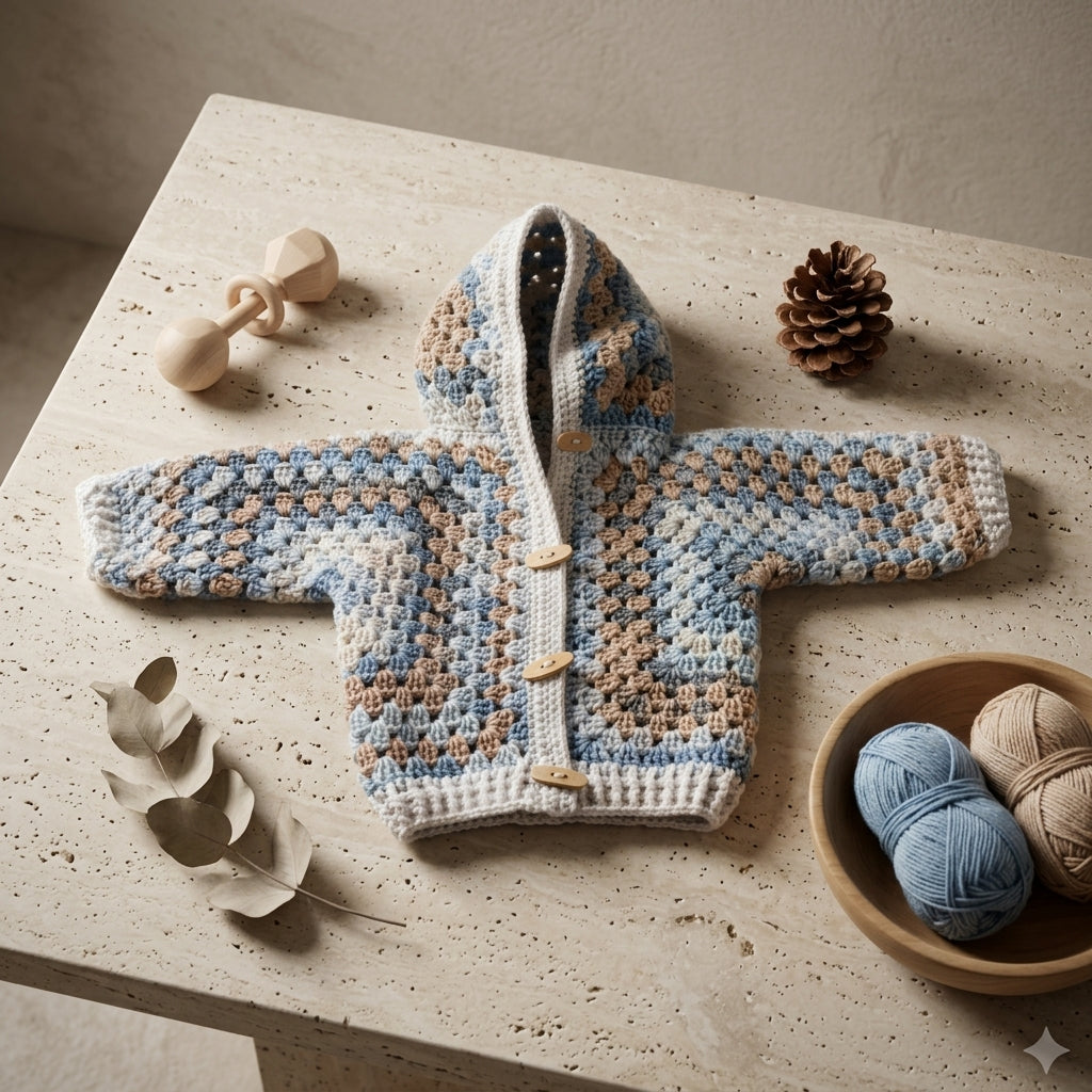 Granny Square Baby Hoodie Granny Square v2 | Crochet Pattern PDF