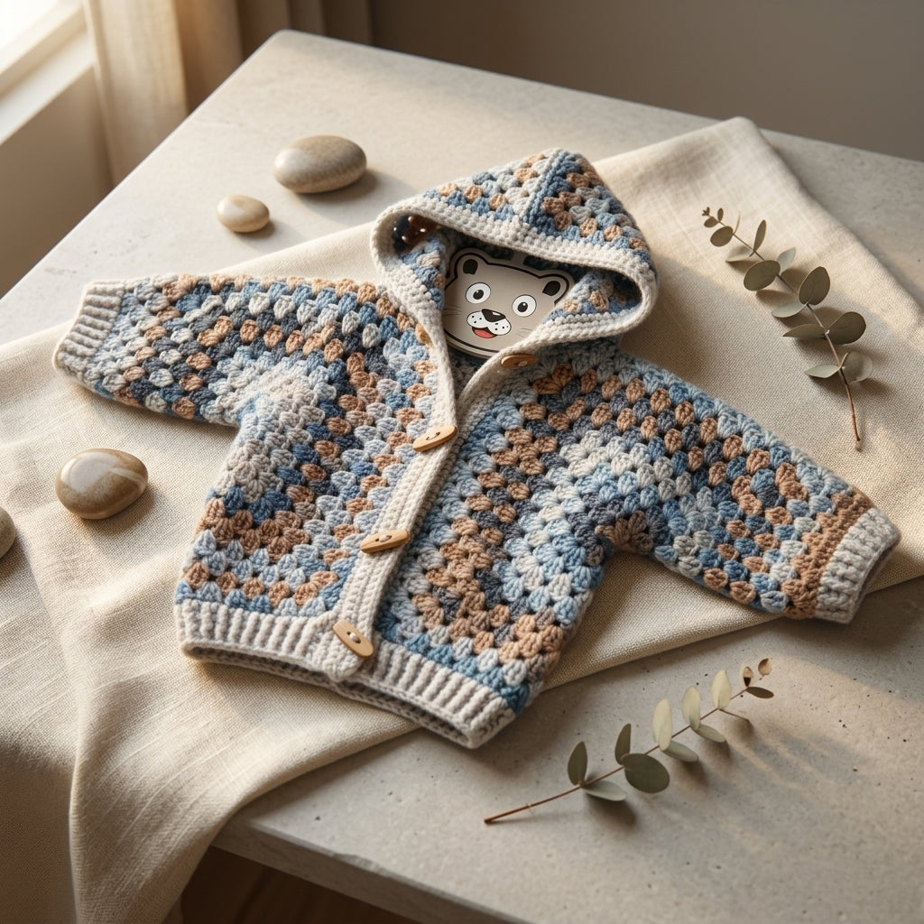 Granny Square Baby Hoodie Granny Square v2 | Crochet Pattern PDF