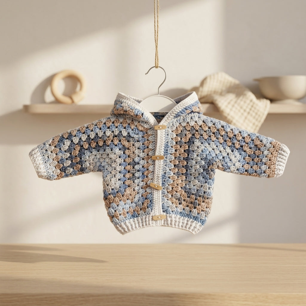 Granny Square Baby Hoodie Granny Square v2 | Crochet Pattern PDF