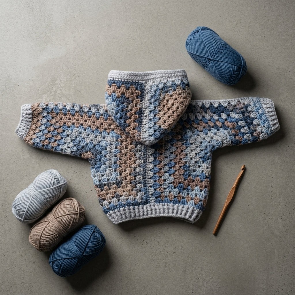 Granny Square Baby Hoodie Granny Square v2 | Crochet Pattern PDF