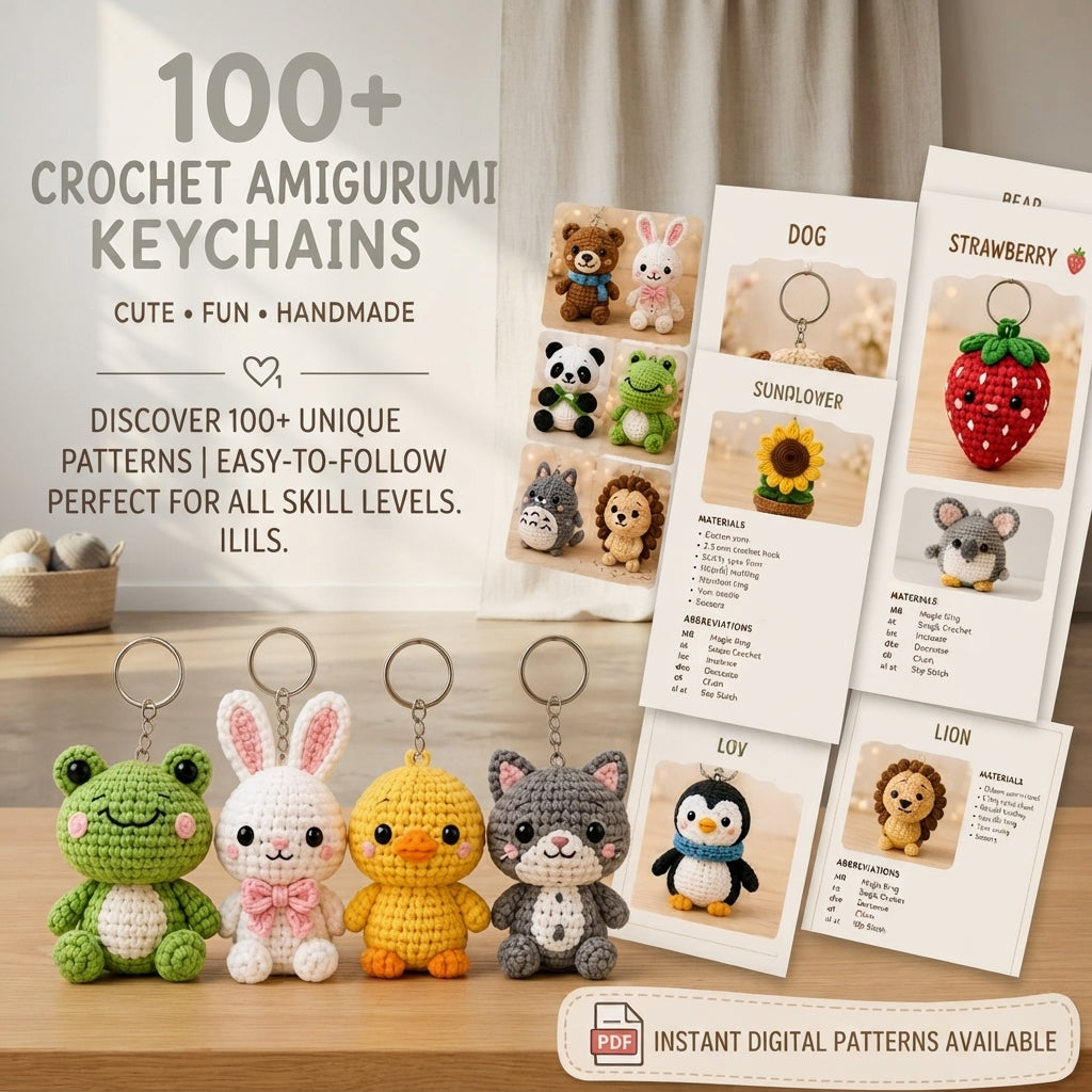 Mega 100 Crochet Keychain Patterns | PDF Bundle