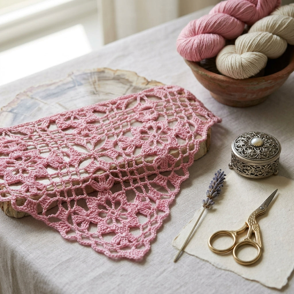 Lacy Flower Squares Bandana V2 | Crochet Pattern PDF