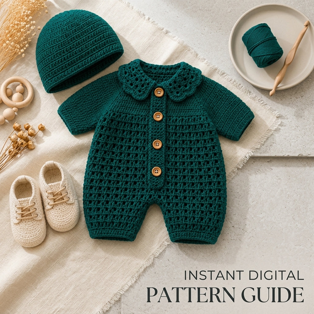 Romper Newborn Outfit Baby Hat | Crochet Pattern PDF