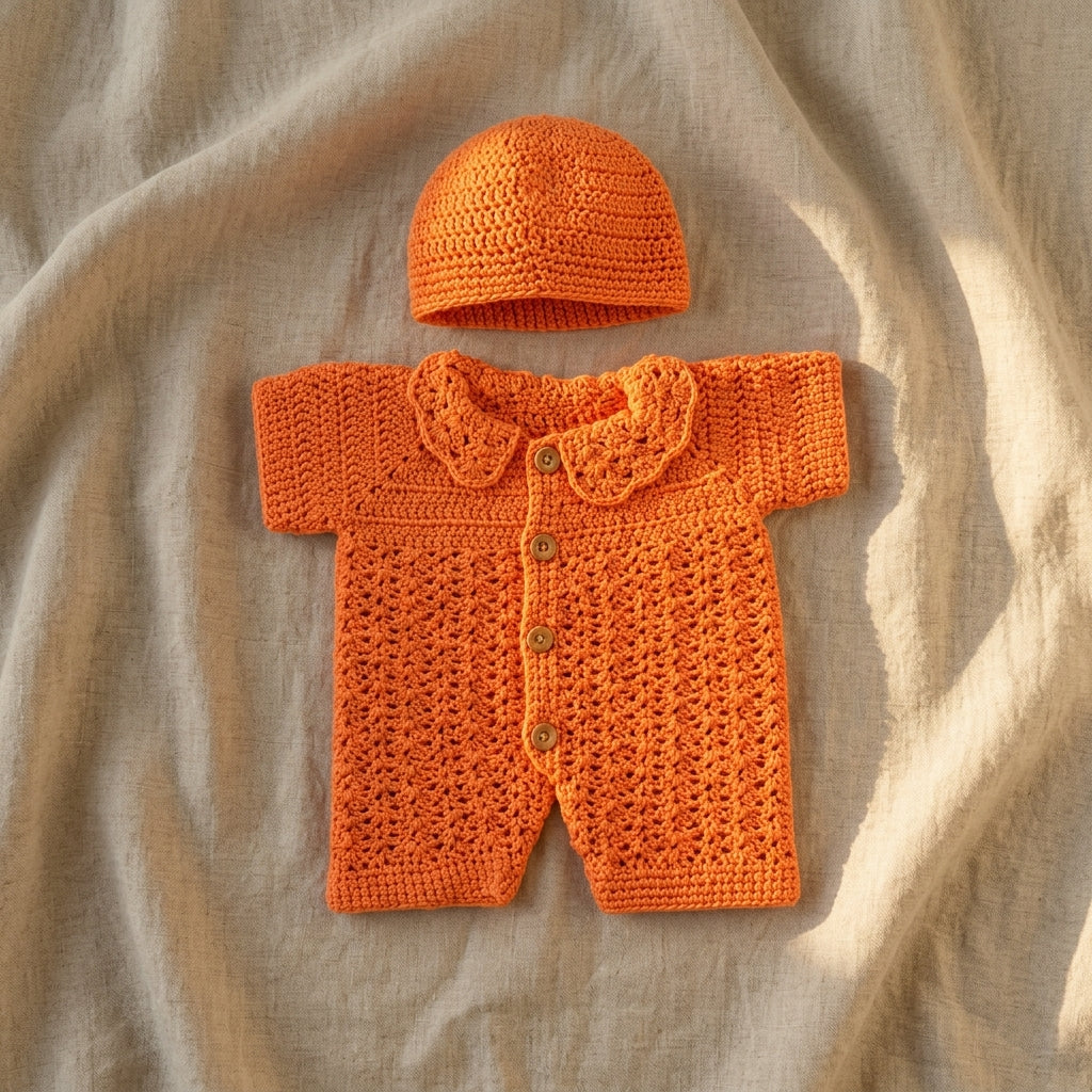Romper Newborn Outfit Baby Hat | Crochet Pattern PDF