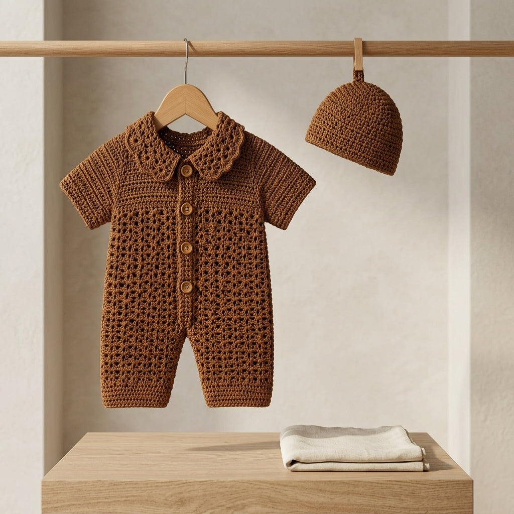 Romper Newborn Outfit Baby Hat | Crochet Pattern PDF