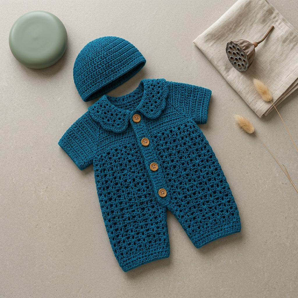 Romper Newborn Outfit Baby Hat | Crochet Pattern PDF