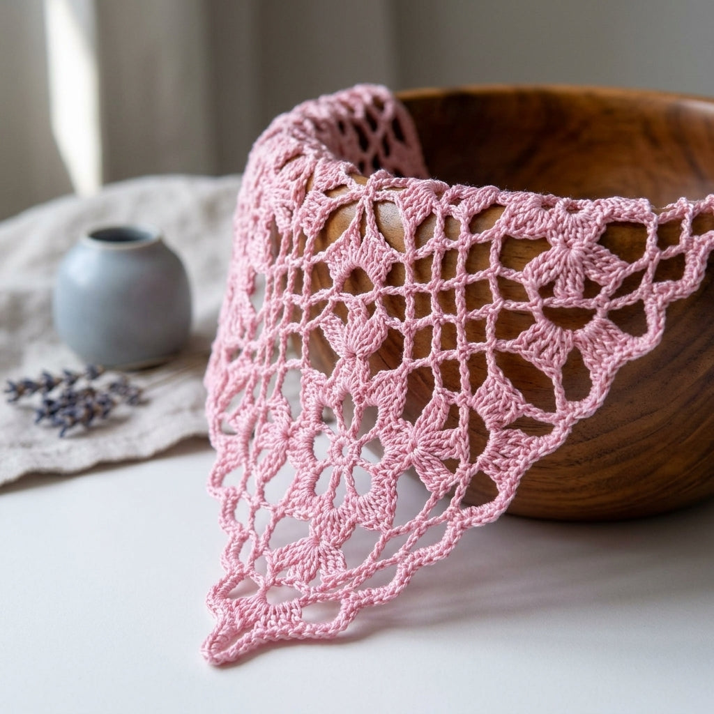Lacy Flower Squares Bandana V2 | Crochet Pattern PDF