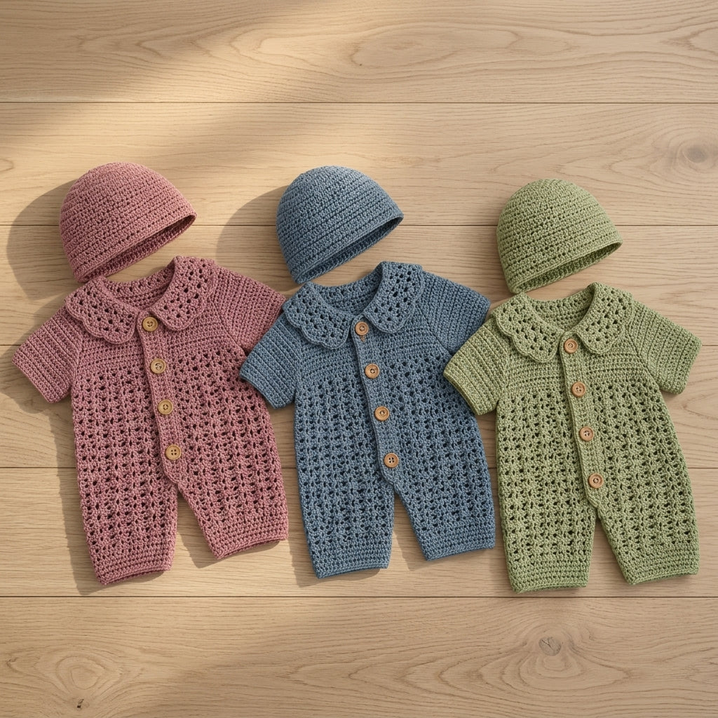 Romper Newborn Outfit Baby Hat | Crochet Pattern PDF