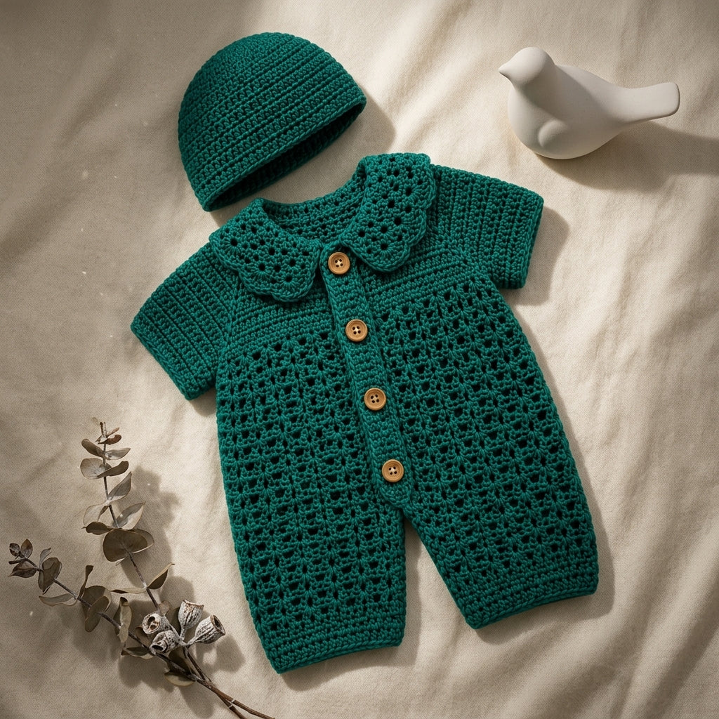 Romper Newborn Outfit Baby Hat | Crochet Pattern PDF