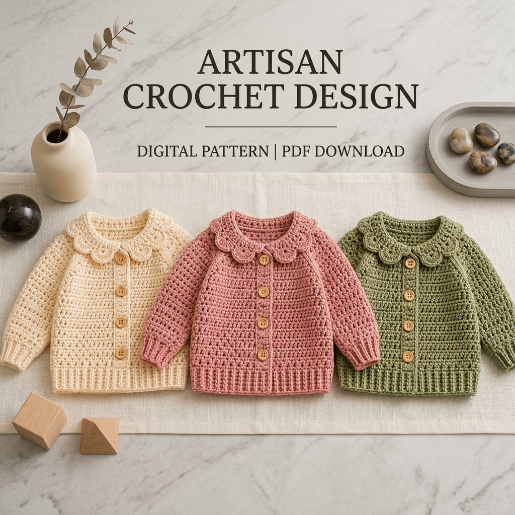 Raglan Baby Cardigan Raglan v2 | Crochet Pattern PDF